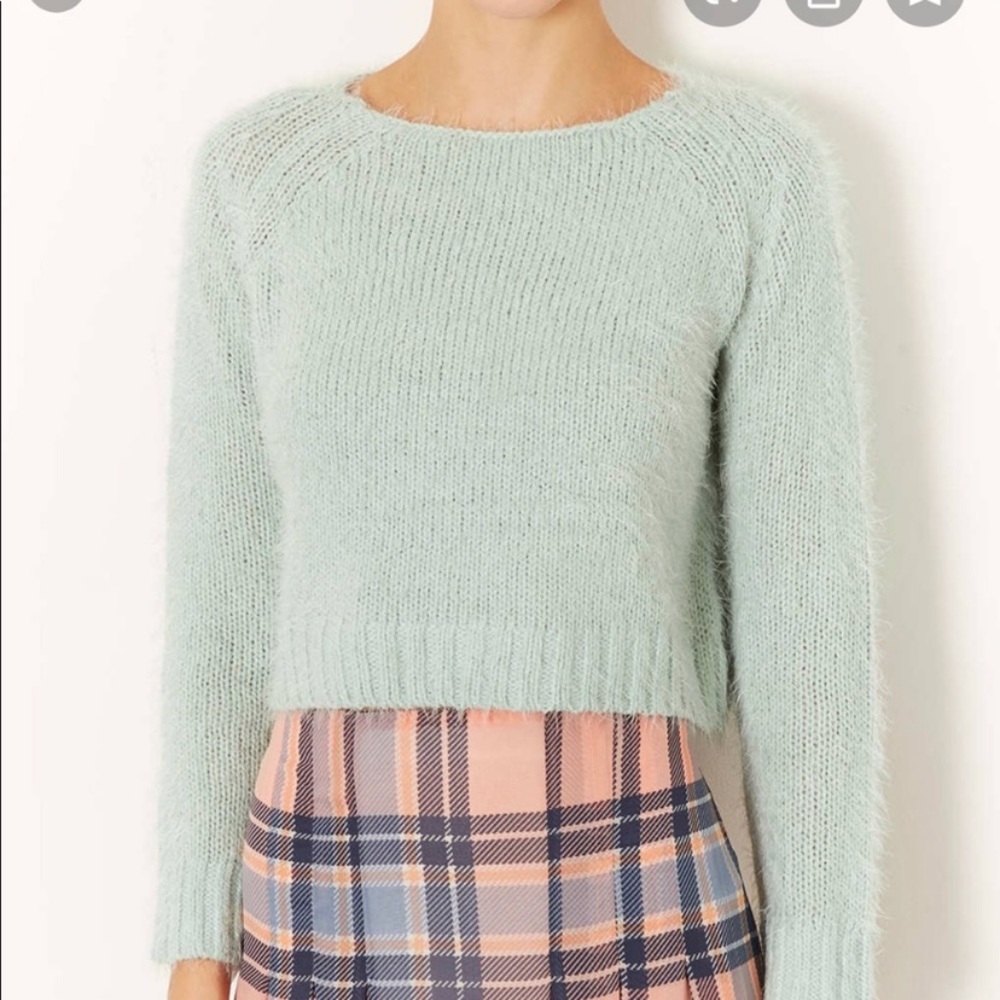 Topshop cropped fuzzy sweater